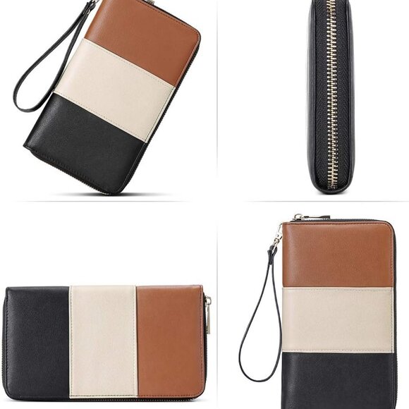 Women's Leather RFID Bifold Wallet Large Capacity Organizer with Zipper - Picture 6 of 8